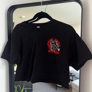 Four Years Strong Black Graphic Crop Top